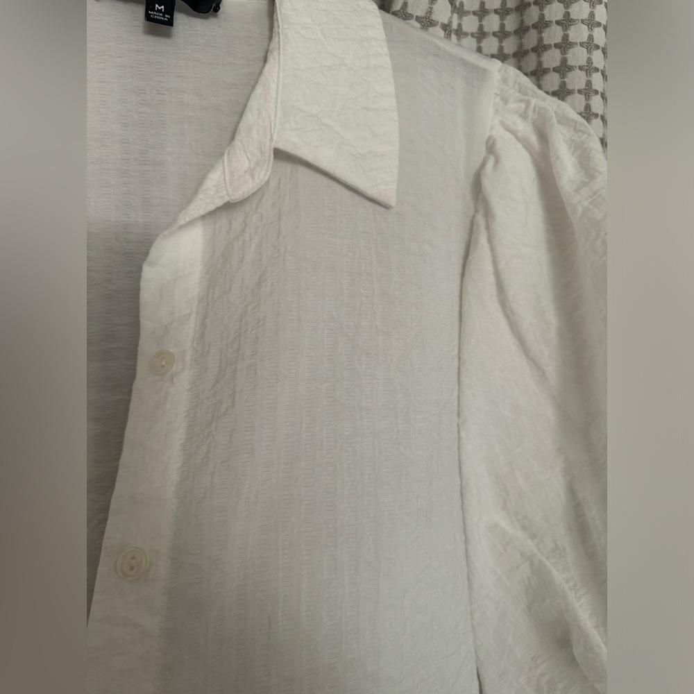 Lulus White Puff-Sleeve Button Up - Picture 5 of 5